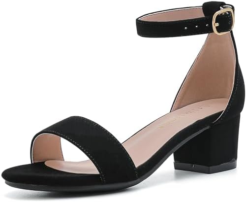 Girls High Heels Sandal for Girls Open Toe Ankle Buckle Strap Dress Shoes for Little Big Kids in Wedding Party Block Chunky Pump Sandals