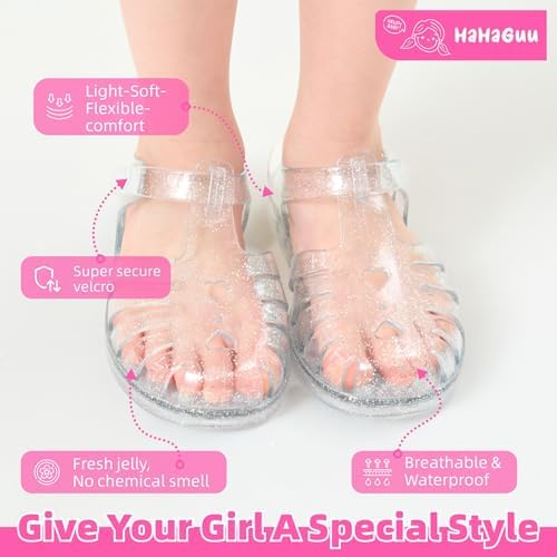 Girls Jelly Sandals Summer Costume Princess Dress Flat Breathable Waterproof Fisherman Gladiator Shoes For Girl Closed Toe Beach Flat-Sandals For Toddler Little Kid Big Kids