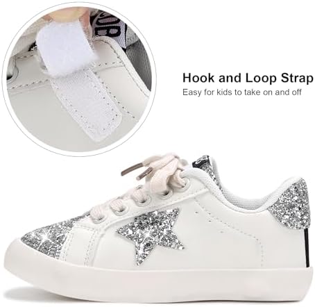 Girls Sneakers Glitter Tennis Shoes Lightweight Non-Slip Running Walking Shoes For Toddler/Little Kid/Big Kid