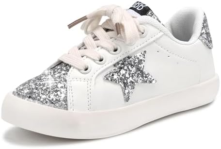 Girls Sneakers Glitter Tennis Shoes Lightweight Non-Slip Running Walking Shoes for Toddler/Little Kid/Big Kid