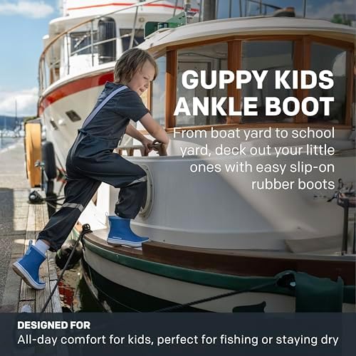 Grundéns Kid's Guppy Rain Boots - Lightweight Rubber Waterproof Kids And Toddlers Shoes Easy-On Loop Girls Rain Boots And Boys Rain Boots