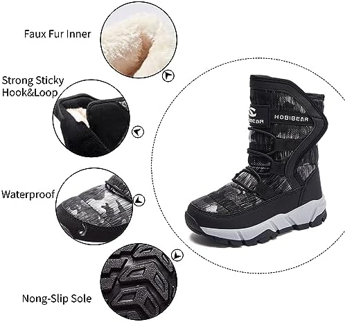 GUBARUN Boys Snow Boots Winter Waterproof Slip Resistant Cold Weather Shoes (Toddler/Little Kid/Big Kid)