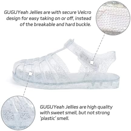 GUGUYeah Jelly Sandals For Girls Closed Toe Princess Costume Summer Dress Shoes Fisherman Gladiator Water Beach Flat Sandals For Toddler/Little Kid/Big Kid