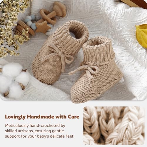 Hadetoto Baby Booties Newborn First Walkers Cozy Shoes Warm Knit Soft Booties For Toddler Infant Boy Girl