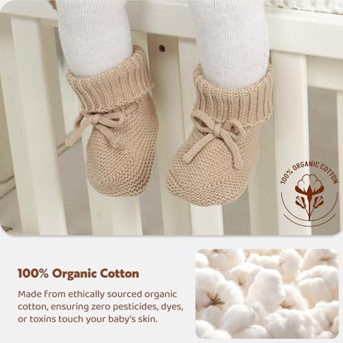 Hadetoto Baby Booties Newborn First Walkers Cozy Shoes Warm Knit Soft Booties For Toddler Infant Boy Girl