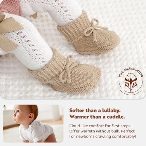 Hadetoto Baby Booties Newborn First Walkers Cozy Shoes Warm Knit Soft Booties For Toddler Infant Boy Girl