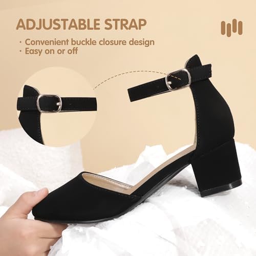Hehainom Girls Dress Shoes High Heels Sandals Ankle Strap Flower Girl Little Big Kid Mary Jane Wedding Party Communion Mily Pump Shoes
