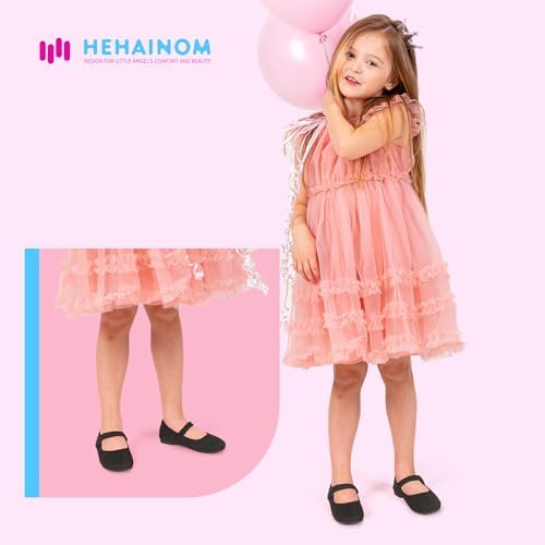Hehainom Toddler Girls Flats Mary Jane Flower Girl Dress Shoes School Wedding Party Shoes