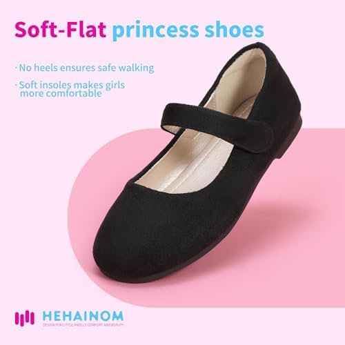 Hehainom Toddler Girls Flats Mary Jane Flower Girl Dress Shoes School Wedding Party Shoes