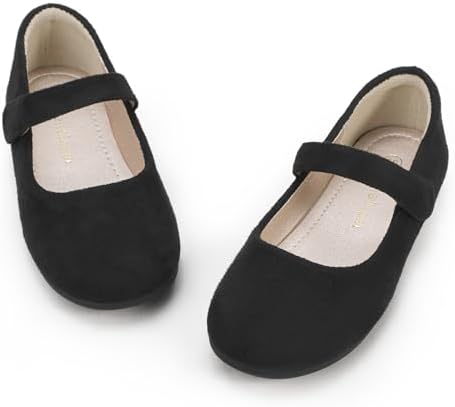 Hehainom Toddler Girls Flats Mary Jane Flower Girl Dress Shoes School Wedding Party Shoes