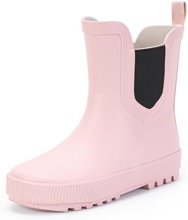 Hehainom Toddler Kids Rain Boots for Girls Boys Waterproof Rainboots Easy-on Light Weight Chelsea Rain Shoes