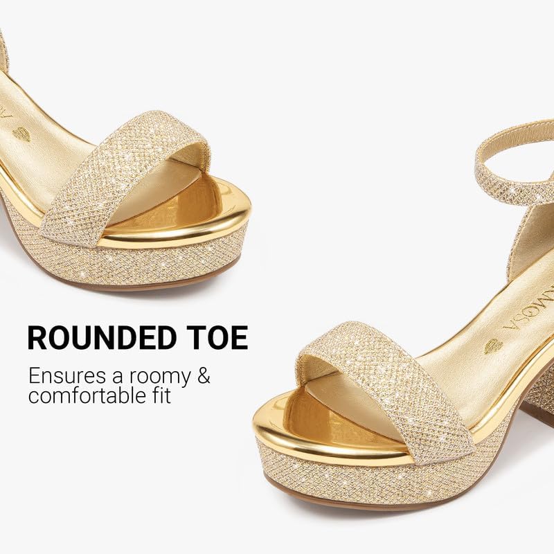 High Heels For Kids Sandals Big Girls Dress Shoes Flower Girl Shoes For Wedding Party Pageant Round Open Toe Ankle Strap Dress Sandals Platform Heels Chunky Pumps For Little Big Kids