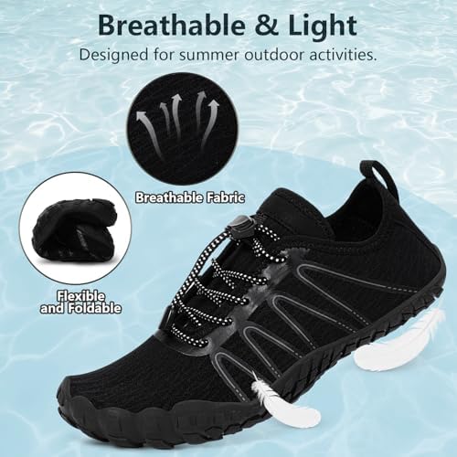 Hike Barefoot Water Shoes For Women Men Footwear Quick Dry Wide Toe Box Pro Beach Swim Athletic Sports Shoes Non-Slip Lightweight Aqua Shoe For Pool Hiking Walking Kayaking Diving Surfing