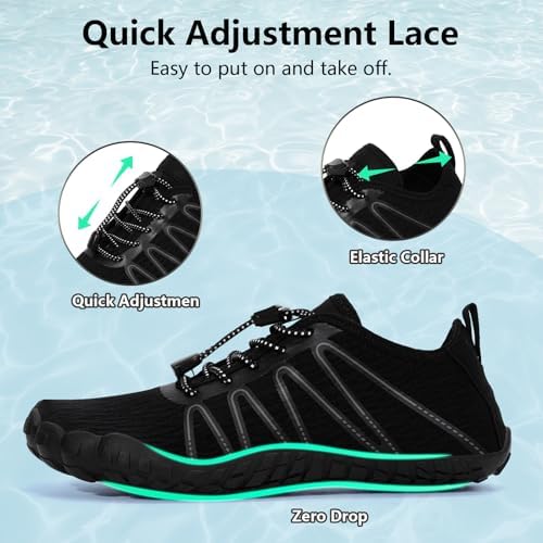 Hike Barefoot Water Shoes For Women Men Footwear Quick Dry Wide Toe Box Pro Beach Swim Athletic Sports Shoes Non-Slip Lightweight Aqua Shoe For Pool Hiking Walking Kayaking Diving Surfing