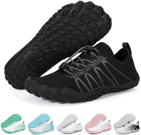 Hike Barefoot Water Shoes for Women Men Footwear Quick Dry Wide Toe Box Pro Beach Swim Athletic Sports Shoes Non-Slip Lightweight Aqua Shoe for Pool Hiking Walking Kayaking Diving Surfing