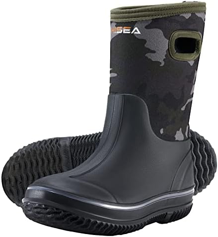 HISEA Kids Rain Boots for Boys Girls Waterproof Insulated Rubber Neoprene Boots Seamless Outdoor Rainboot with Handles All Weather Mud Boots for Rain Water Snow and Winter (Little Kid/Big Kid)