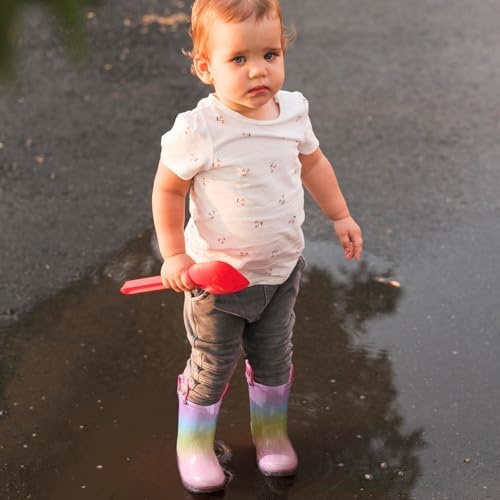 HISEA Kids Rain Boots For Boys Girls Waterproof Lightweight Rain Boots Light Up By Steps For Water Beach Outdoor Playing (Toddler/Little Kid/Big Kid)