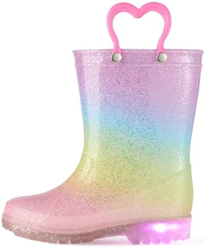 HISEA Kids Rain Boots for Boys Girls Waterproof Lightweight Rain Boots Light Up by Steps for Water Beach Outdoor Playing (Toddler/Little Kid/Big Kid)