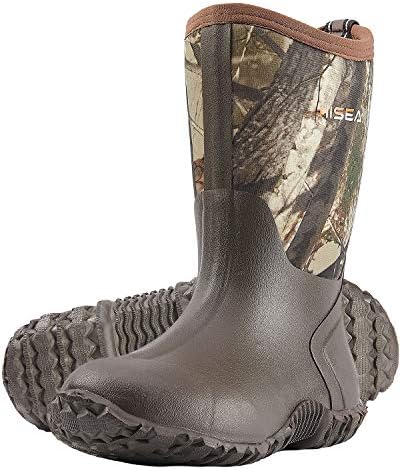 HISEA Kids Rain Boots Waterproof Neoprene Rubber Mud Boots Youth Rainboots Mid Calf Rain Shoes for Toddlers Kid Children Boys & Girls