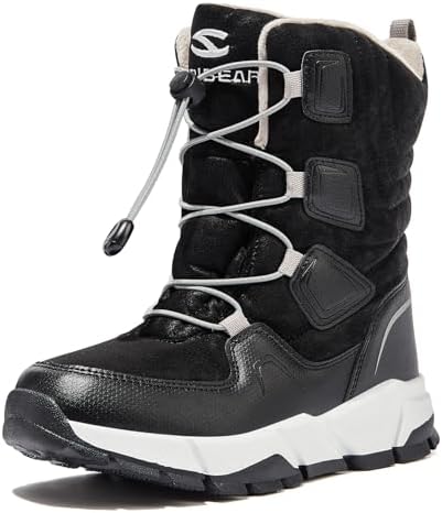 HOBIBEAR Kids Snow Boots Boys Girls Mid Calf Waterproof Warm Faux Fur Lined Insulated Winter Shoes(Toddler/Little Kid/Big Kid)