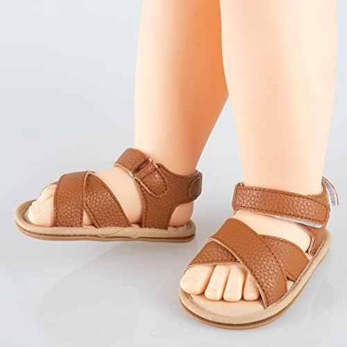 HONGTEYA Baby Girls Boys Sandals 0-24 Months Toddler Summer Baby Shoes Non-Slip Rubber Sole Newborn Infant Walking Shoes Open Toe With Hook And Loop Indoor Outdoor