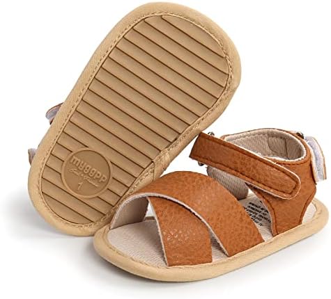 HONGTEYA Baby Girls Boys Sandals 0-24 Months Toddler Summer Baby Shoes Non-Slip Rubber Sole Newborn Infant Walking Shoes Open Toe with Hook and Loop Indoor Outdoor