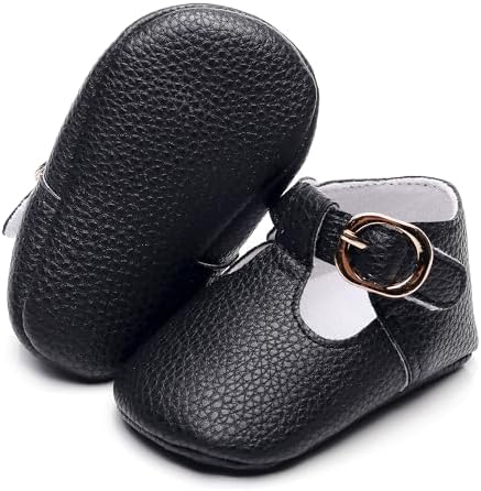 HONGTEYA Infant Baby Girl Mary Janes Flats PU Leather Non-Slip Soft Sole For Toddler First Walker Newborn Infant Crib Shoes Wedding Party Princess Baby Moccasins Girl Dress Shoes