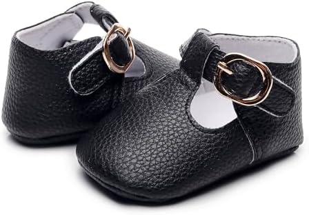 HONGTEYA Infant Baby Girl Mary Janes Flats PU Leather Non-Slip Soft Sole For Toddler First Walker Newborn Infant Crib Shoes Wedding Party Princess Baby Moccasins Girl Dress Shoes