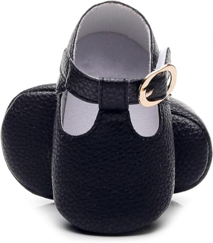 HONGTEYA Infant Baby Girl Mary Janes Flats PU Leather Non-Slip Soft Sole for Toddler First Walker Newborn Infant Crib Shoes Wedding Party Princess Baby Moccasins Girl Dress Shoes