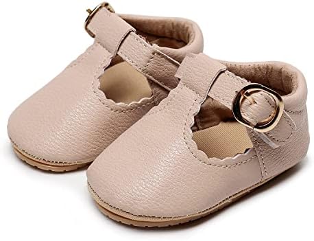 HONGTEYA Infant Baby Girls Mary Jane Flats Non Slip For Toddler First Walkers Soft Sole PU Leather Crib Shoes Sneaker Wedding Party Christmas Princess Dress Shoes Baby Moccasins Girls