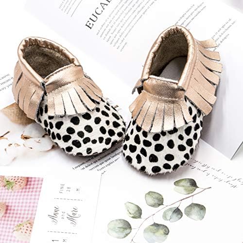 HONGTEYA Leather Baby Moccasins Hard Soled Tassel Crib Toddler Shoes For Boys And Girls…