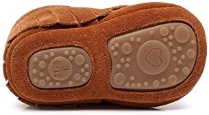 HONGTEYA Leather Baby Moccasins Hard Soled Tassel Crib Toddler Shoes For Boys And Girls…