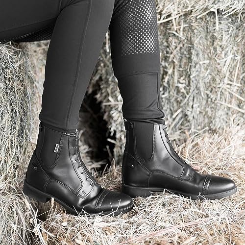 HORZE Kilkenny Kids' Unisex Equestrian Synthetic Leather Zip-Up Schooling Paddock Boots