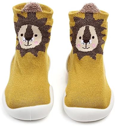 HOWELL Baby Boys Girls Non-Skid Rubber Sole Indoor Floor Slipper Infant Toddler Cute Cartoon Animal Design Outdoor Breathable Cotton Sock Shoes