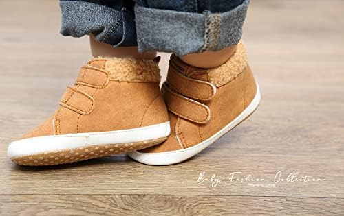 HsdsBebe Baby Ankle Boots Infant Boys Girls Fleece Booties Anti-Slip Rubber Sole Sneakers Toddler Newborn Walking Crib Shoes
