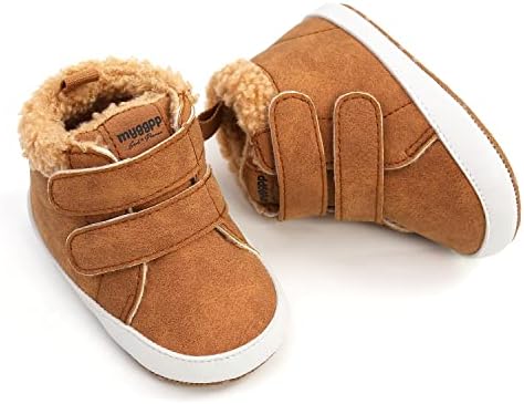 HsdsBebe Baby Ankle Boots Infant Boys Girls Fleece Booties Anti-Slip Rubber Sole Sneakers Toddler Newborn Walking Crib Shoes