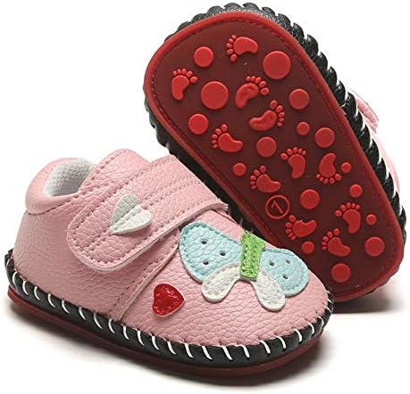 HsdsBebe Baby Boys Girls Pu Leather Hard Bottom Walking Sneakers Toddler Rubber Sole First Walkers Infant Cartoon Slippers Crib Shoes