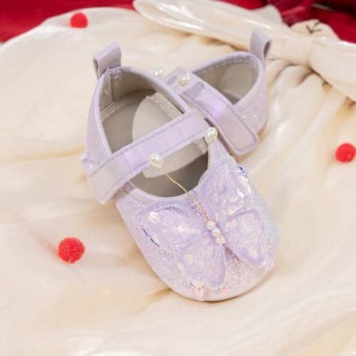 HsdsBebe Baby Girls Mary Jane Flats Non Slip Soft Sole Bowknot Princess Wedding Dress Shoes Toddler First Walkers Infant Newborn Baptism Crib Shoes