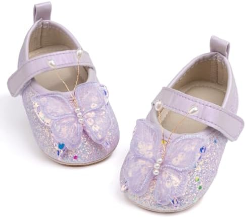 HsdsBebe Baby Girls Mary Jane Flats Non Slip Soft Sole Bowknot Princess Wedding Dress Shoes Toddler First Walkers Infant Newborn Baptism Crib Shoes