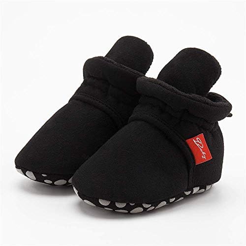 HsdsBebe Unisex Newborn Baby Cotton Booties Non-Slip Sole For Toddler Boys Girls Infant Winter Warm Fleece Cozy Socks Shoes