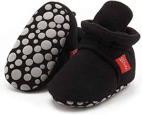 HsdsBebe Unisex Newborn Baby Cotton Booties Non-Slip Sole for Toddler Boys Girls Infant Winter Warm Fleece Cozy Socks Shoes