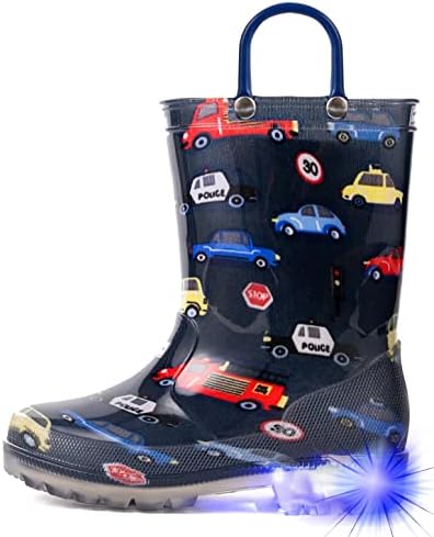 HugRain Light Up Rain Boots for Little Kids