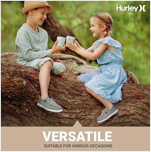 Hurley Kids Elastic Lace Loafers Canvas Shoes For Boys & Girls - Comfortable Durable Stylish - Kid's Fashion Sneakers Wide Toe Shoes For Everyday Wear