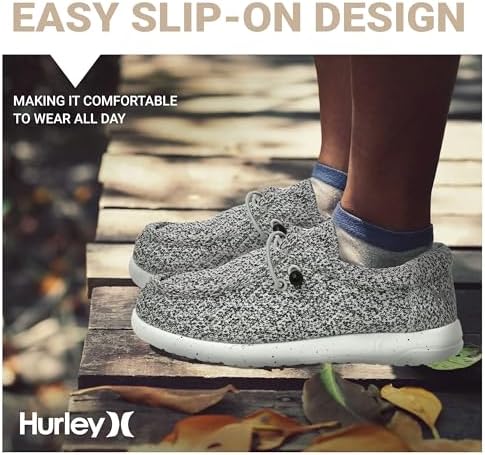 Hurley Kids Elastic Lace Loafers Canvas Shoes For Boys & Girls - Comfortable Durable Stylish - Kid's Fashion Sneakers Wide Toe Shoes For Everyday Wear