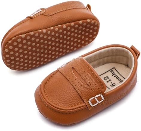 Infant Baby Boys Loafers Soft Sole PU Leather Toddler Moccasins Girls First Walking Crib Dress Shoes