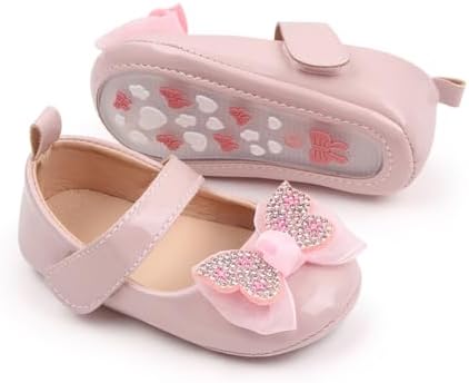 Infant Baby Girls Princess Wedding Dress Mary Jane Flats Toddler Soft Sole Prewalker Sparkly Lightweight Shoes