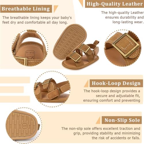 Infant Boys Girls Sandals Breathable Premium Baby Summer Outdoor Casual Beach Shoes Lightweight Toddler Flower Bowknot Anti Slip Rubber Sole Newborn Prewalker First Crib Shoes