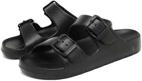 INMINPIN Boys Girls Double Buckle Slide Sandals Comfort Beach Pool Shower Slippers Adjustable Indoor Outdoor Little Kid/Big Kid