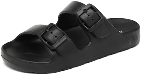 INMINPIN Boys Girls Double Buckle Slide Sandals Comfort Beach Pool Shower Slippers Adjustable Indoor Outdoor Little Kid/Big Kid