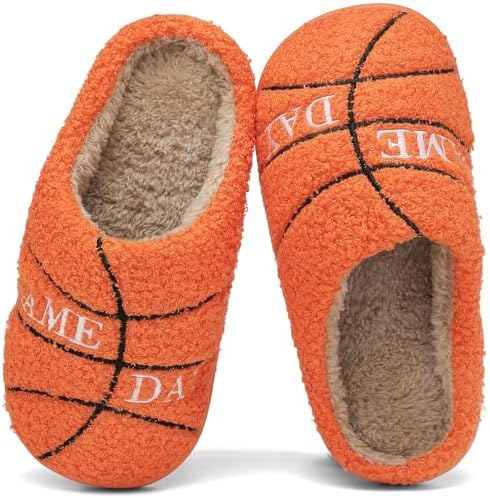 INMINPIN Kids Girls Boys Ball Sports Slippers Soft Curly House Shoes Memory Foam Non-Slip Indoor Outdoor Slippers for Sports Fan